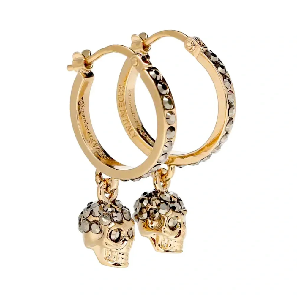 Alexander McQueen Scull Crystals Embellished Hoops Earrings - Picture 8 of 10